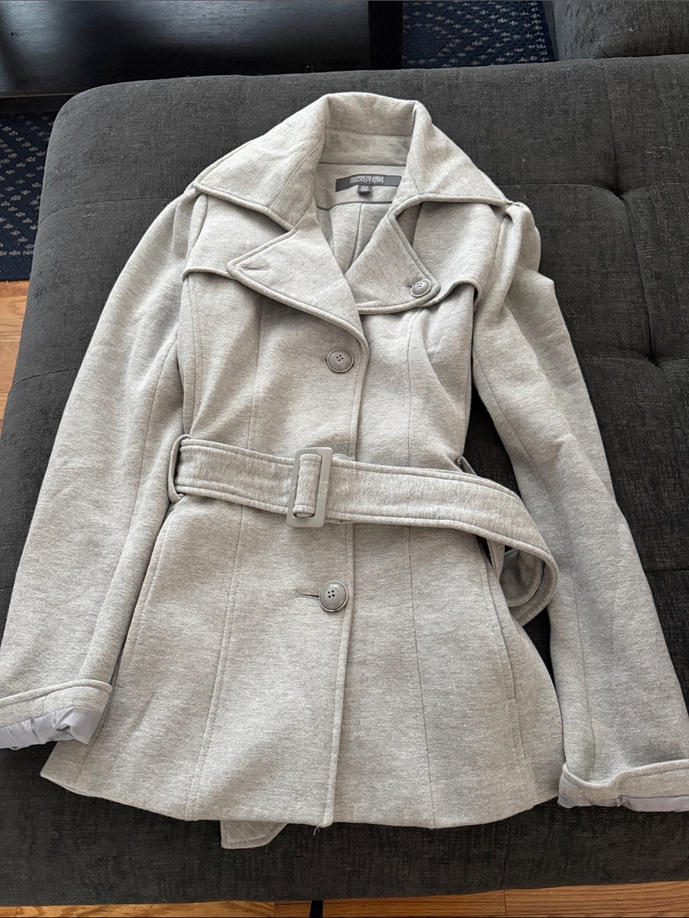 Kenneth Cole Reaction Light Gray Belted Trench Coat
